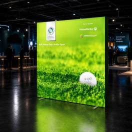 Messewand Faltdisplay Textil LED 3x3