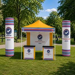 Mobiler Wahlstand Wahl Event 2 - 3x6m | X-CITE® Werbesysteme