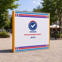Rückwand für Walhwerbung Textil 3x3 inkl. Druck für Front und Seitenkappen, inkl. Transporttrolley | X-CITE® Werbesysteme