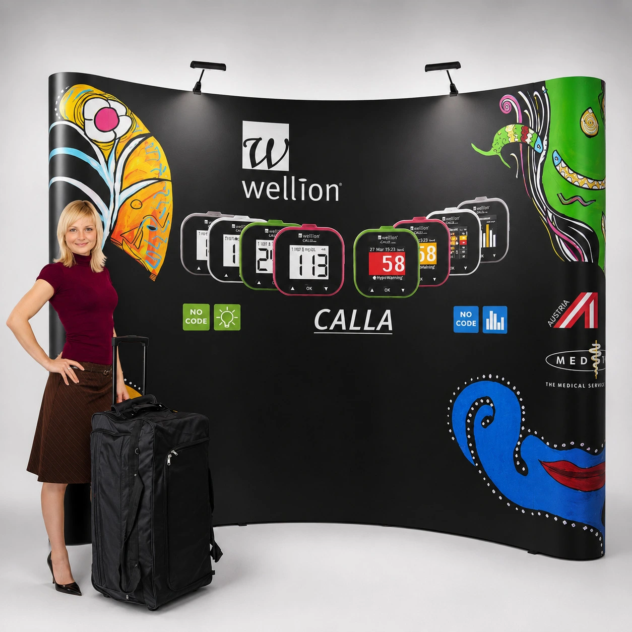 Faltdisplay Messewand Economy 4x3 R (gebogen) mit Druck | 325 x 230cm | X-CITE® Werbesysteme ArtikelNr.: 2000107