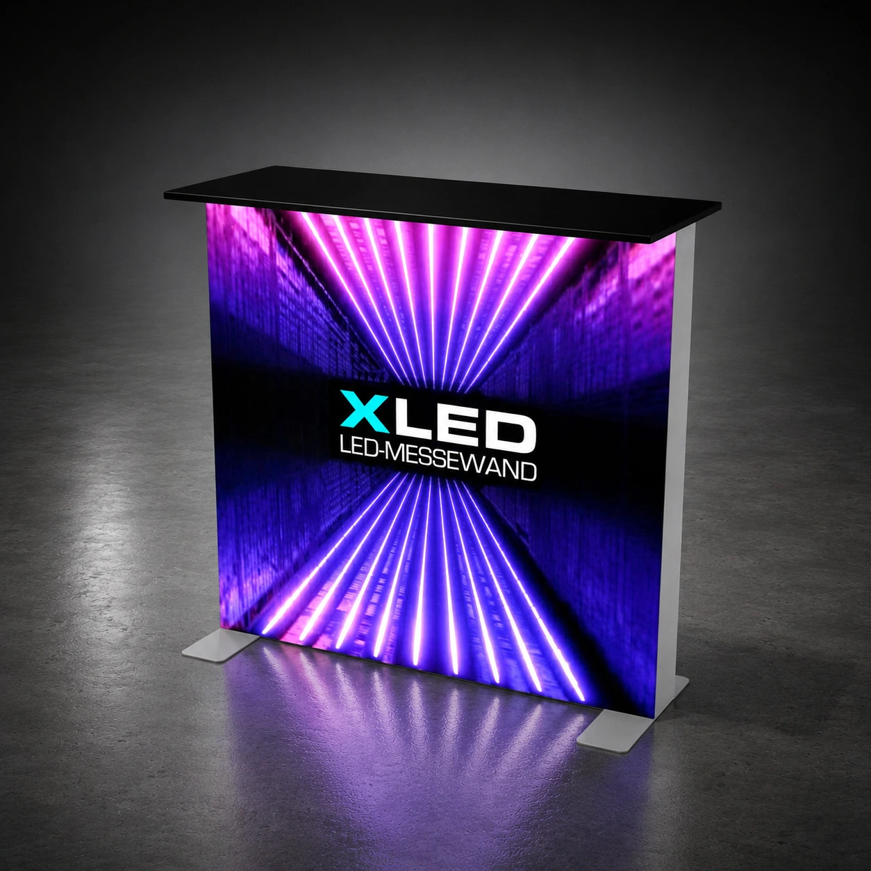 X-LED Pro Counter - Thekenplatte schwarz, inkl. Transporttrolley | X-CITE® Werbesysteme
