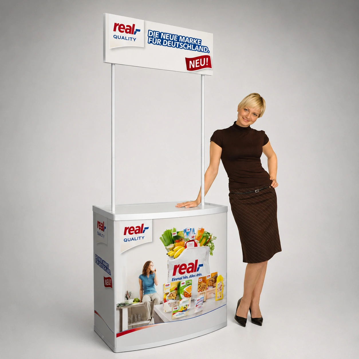 Messetheke / Werbetheke Economy mit Druck | 85 x 90cm | X-CITE® Werbesysteme